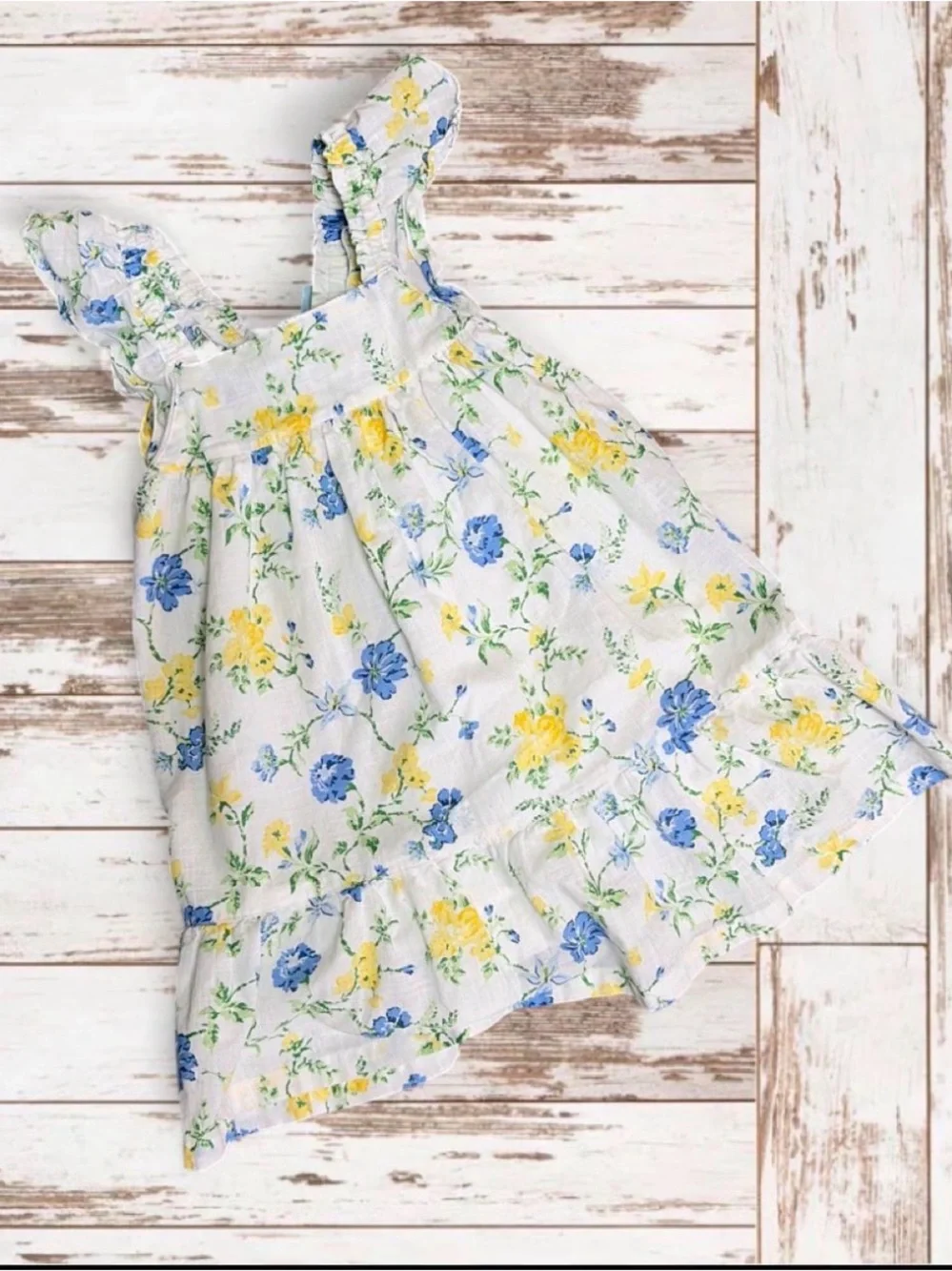 Tommy Bahama White Floral Sundress with Blue and Yellow Flowers